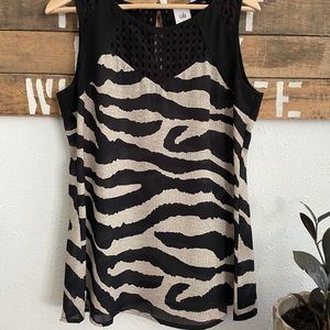 Cabi black and White Zebra Print Tank